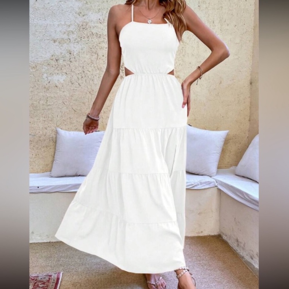 Boho crisscross tie open back cutout maxi dress - Picture 4 of 7